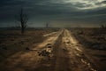 Uneven Dirt abandoned road. Generate Ai