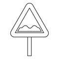 Uneven road sign icon, outline style