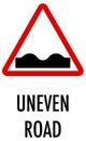 Uneven road sign on white background Royalty Free Stock Photo