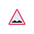 Uneven road traffic sign flat icon