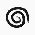 Uneven round spiral drawn by hand with a rough brush. Sketch, ink, watercolor, paint. Grunge icon, symbol, sign, element, logo.