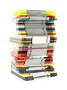 Uneven stack of old computer floppy disks Royalty Free Stock Photo