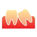 Uneven tooth flat icon. Rough tooth color icons in trendy flat style. Dentistry gradient style design, designed for web