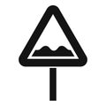 Uneven triangular road sign icon, simple style