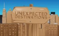 Unexpected Destinations text on Wooden sign. Royalty Free Stock Photo