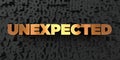 Unexpected - Gold text on black background - 3D rendered royalty free stock picture