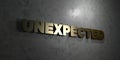 Unexpected - Gold text on black background - 3D rendered royalty free stock picture