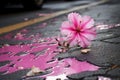 Unexpected Pink flower asphalt. Generate Ai Royalty Free Stock Photo