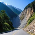 Unexpected rock fall creates dangerous road conditions