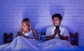 Unfaithful Girlfriend Chatting On Phone Lying With Boyfriend In Bed