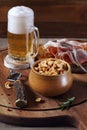 Unfiltered beer, nuts and meats