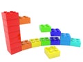 Unfinished abstract business concept from colored toy bricks Royalty Free Stock Photo