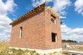 Unfinished brick cottage in the village Royalty Free Stock Photo