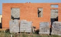 Unfinished brick house in the village Royalty Free Stock Photo