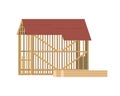 Unfinished building with modern wooden construction frames Royalty Free Stock Photo