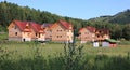 Unfinished building of wooden house.