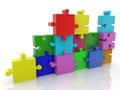 Unfinished colored puzzle wall Royalty Free Stock Photo