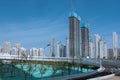 unfinished commercial residential apartments under blue sky in Wuhan city