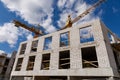 Unfinished construction of a residential brick house