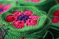 Unfinished crochet African flower hexagons