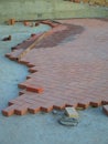 Decorative unfinished brick paving