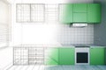 Unfinished green kitchen design