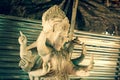 Unfinished Idol of Hindu Goddess Durga sale in workshop for upcoming navratri festival