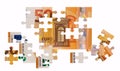 Unfinished jigsaw puzzle from 50 Euro banknote, business solution concept, Key for success concept Royalty Free Stock Photo