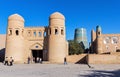 Unfinished Kalta Minor Minaret and twin-turreted Gate - Khiva, Uzbekistan Royalty Free Stock Photo
