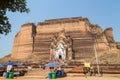 Unfinished Mingun Pahtodawgyi monument stupa in Myanmar