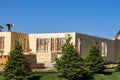 unfinished new plywood house against the blue sky wood beam wall lumber plank beam Royalty Free Stock Photo