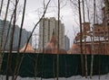 Unfinished Orthodox Church in winter in Moscow