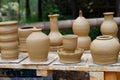 Unfinished pottery products.