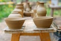 Unfinished pottery products.