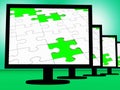 Unfinished Puzzle On Monitors Shows Missing Pieces Royalty Free Stock Photo