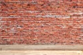 Unfinished red brick wall of house under construction Royalty Free Stock Photo