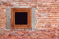 Unfinished red brick wall with window background Royalty Free Stock Photo