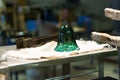 unfinished small glass bell in czech glasswork
