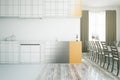 Unfinished stylish kitchen interior