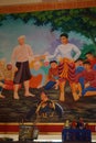 Unfinished Thai fine art wall painting Royalty Free Stock Photo