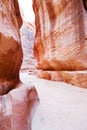 Unfinished tomb in multicolour sandrock of Petra Royalty Free Stock Photo