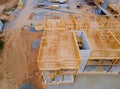 Unfinished of view of a house residential construction framing against Royalty Free Stock Photo