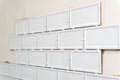 Unfinished white ceramic tiles with tile spacers. Concept of a kitchen renovation. Royalty Free Stock Photo