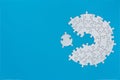 Unfinished white jigsaw puzzle pieces on blue background, The last missing piece of the jigsaw puzzle Royalty Free Stock Photo