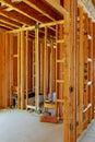 unfinished wood frame building or house Royalty Free Stock Photo