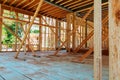 unfinished wood frame building or house Royalty Free Stock Photo