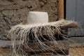 Unfinished woven Panama hat before the ends are trimmed, hat making, Montecristi Panama hat
