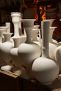 Unfired greenware vases and pots Royalty Free Stock Photo