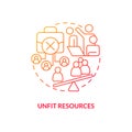 Unfit resources red gradient concept icon