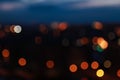 Unfocused blured multicolored background bokeh of city. Blurred bright light